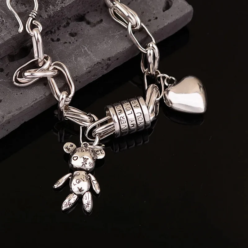 Bracelet breloque Nounours et Cœur
