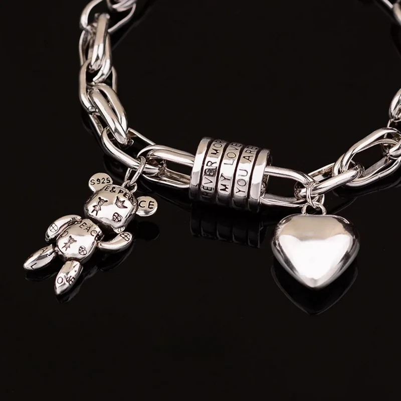 Bracelet breloque Nounours et Cœur
