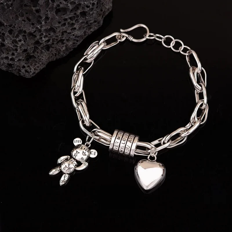 Bracelet breloque Nounours et Cœur