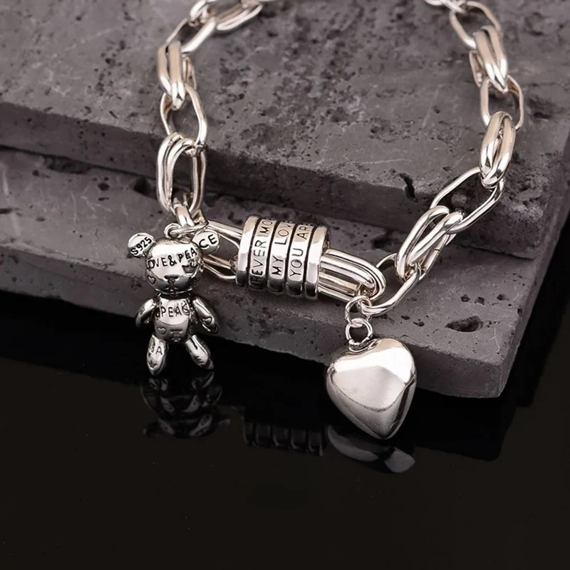 Bracelet breloque Nounours et Cœur