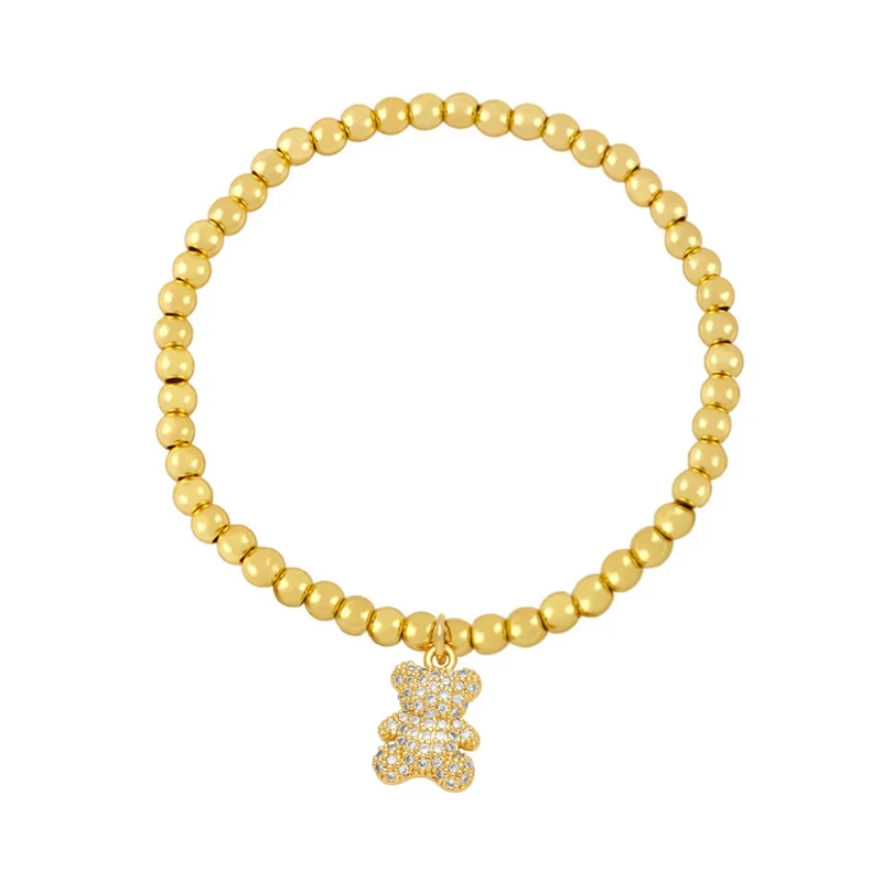 Bracelet Ourson Perles Dorées