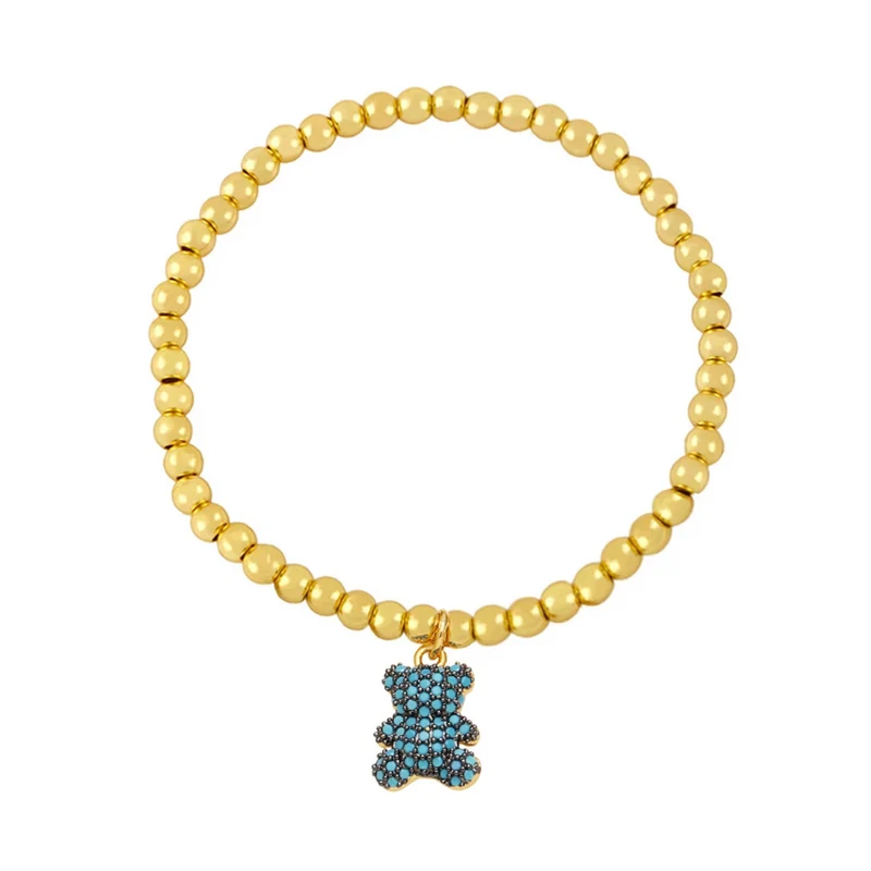 Bracelet Ourson Perles Dorées