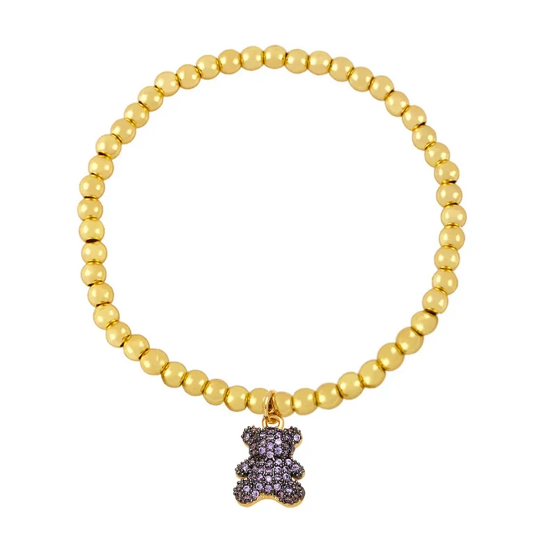 Bracelet Ourson Perles Dorées