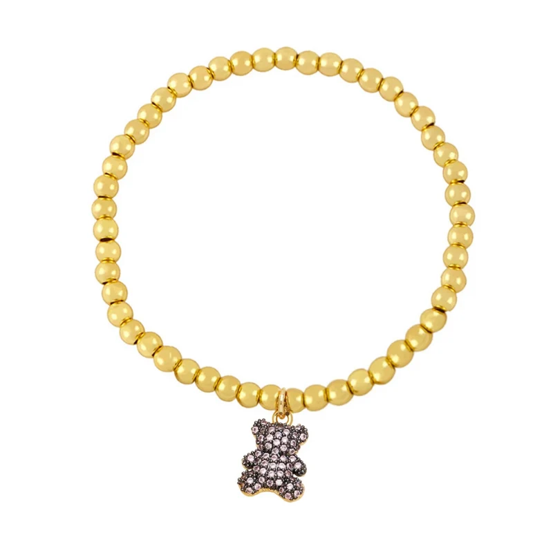 Bracelet Ourson Perles Dorées