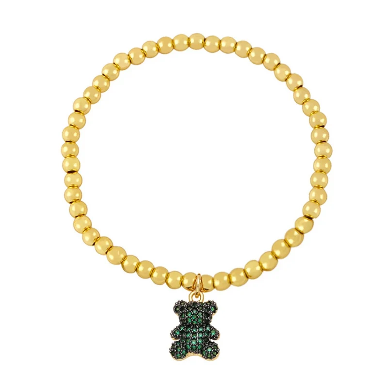 Bracelet Ourson Perles Dorées