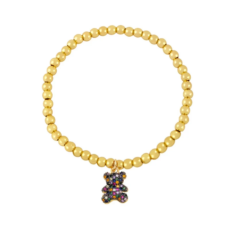Bracelet Ourson Perles Dorées