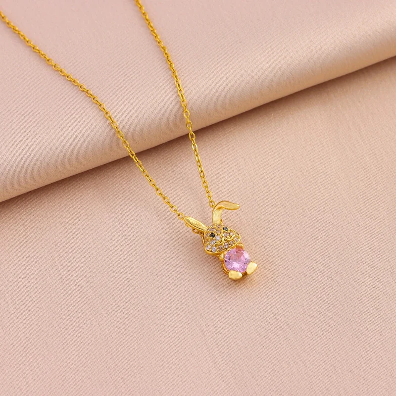 Collier Lapin Pierre Rose