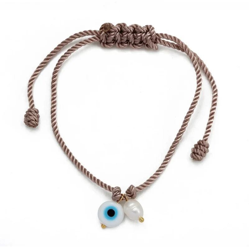 Bracelet Cordon Œil et Perle Naturelle