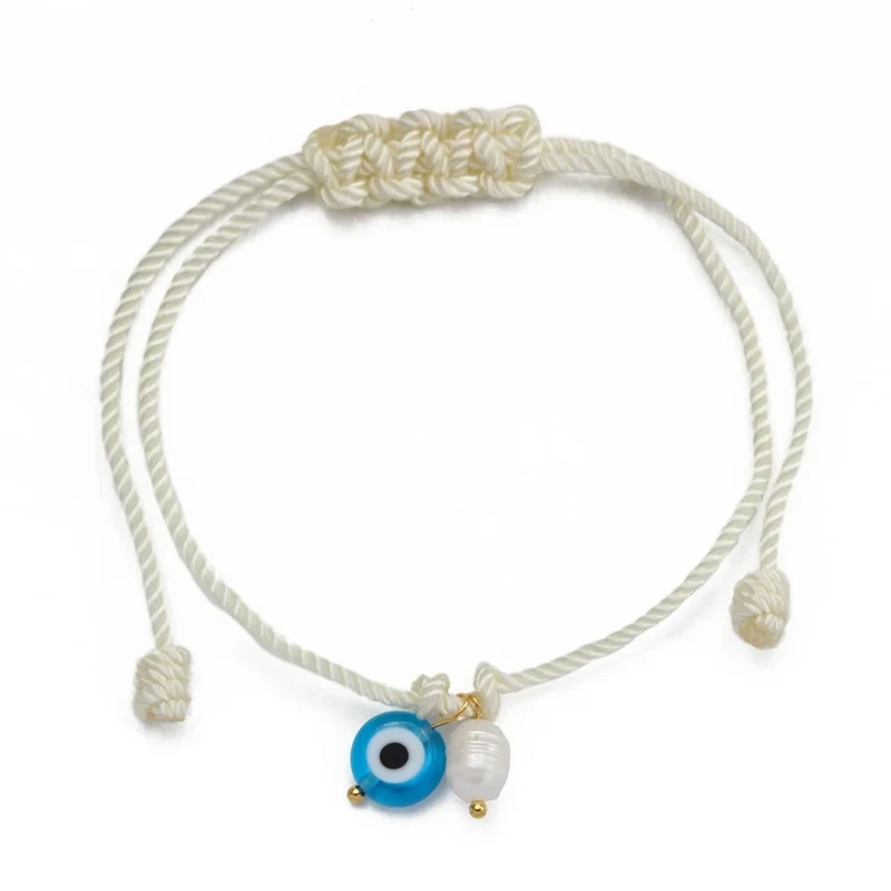 Bracelet Cordon Œil et Perle Naturelle