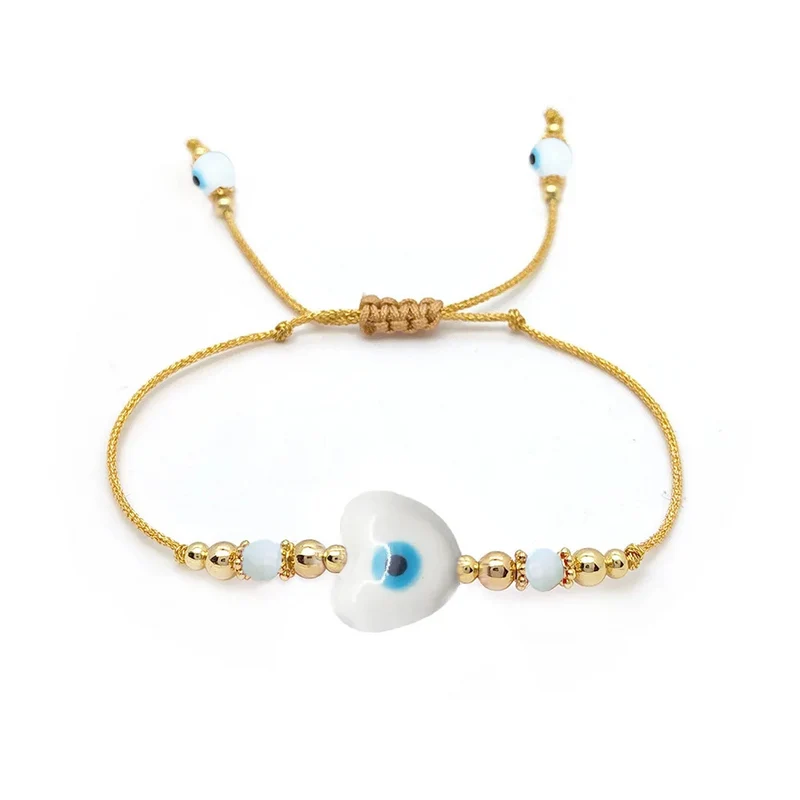 Bracelet Fil Œil Cœur Blanc