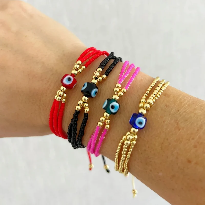 Triple Bracelet Rouge Œil