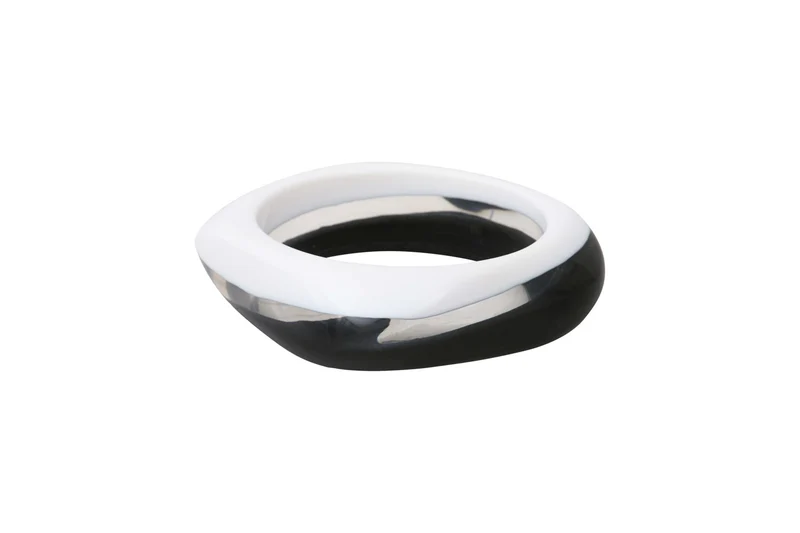 Bracelet jonc acétate noir blanc