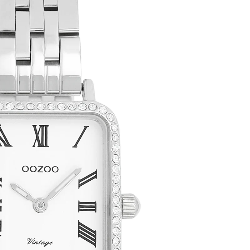 OOZOO Vintage Montre Femme Argentée et Blanche C20413