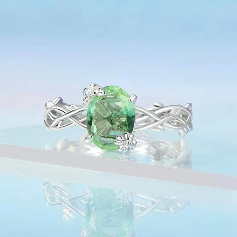 Bague Argent avec Pierre Verte