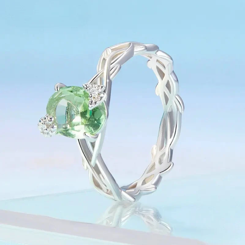 Bague Argent avec Pierre Verte