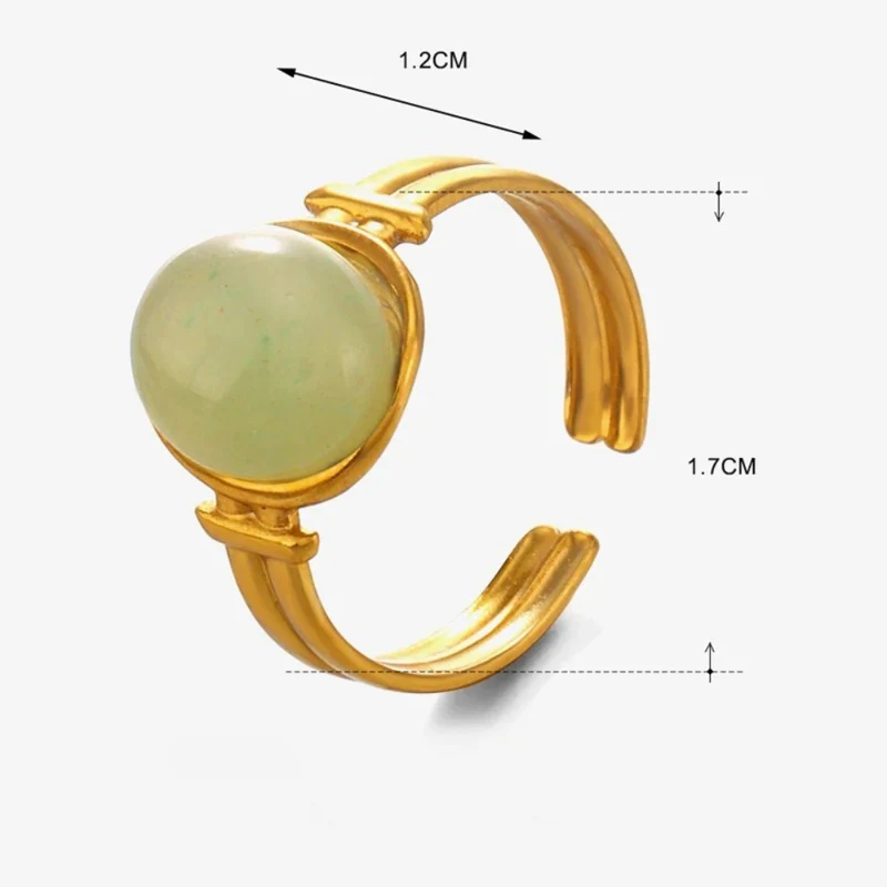 Bague Plaqué Or Pierre Verte