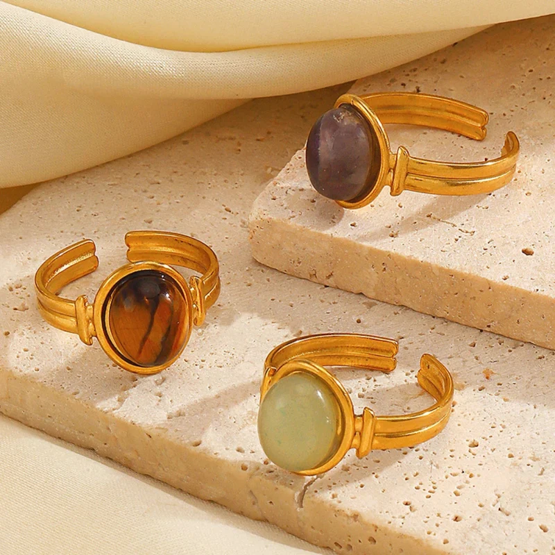 Bague Plaqué Or Pierre Verte