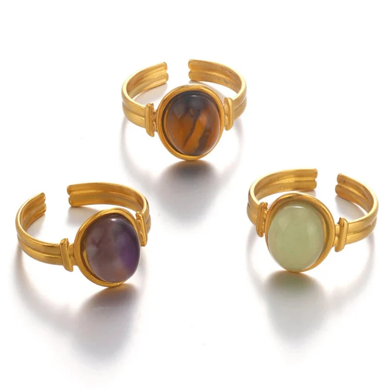 Bague Plaqué Or Pierre Verte