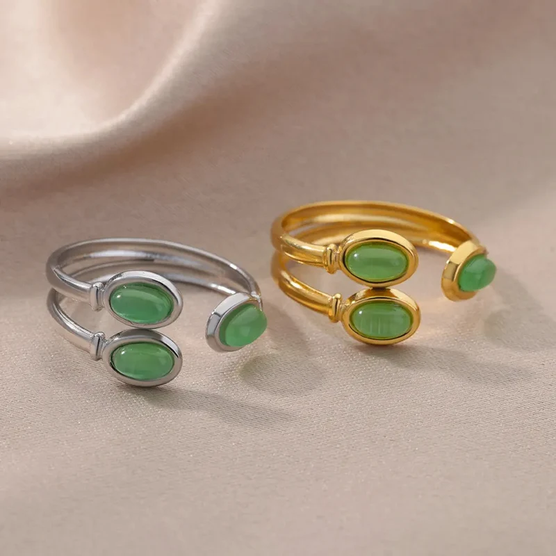 Bague Trois Pierres Vertes
