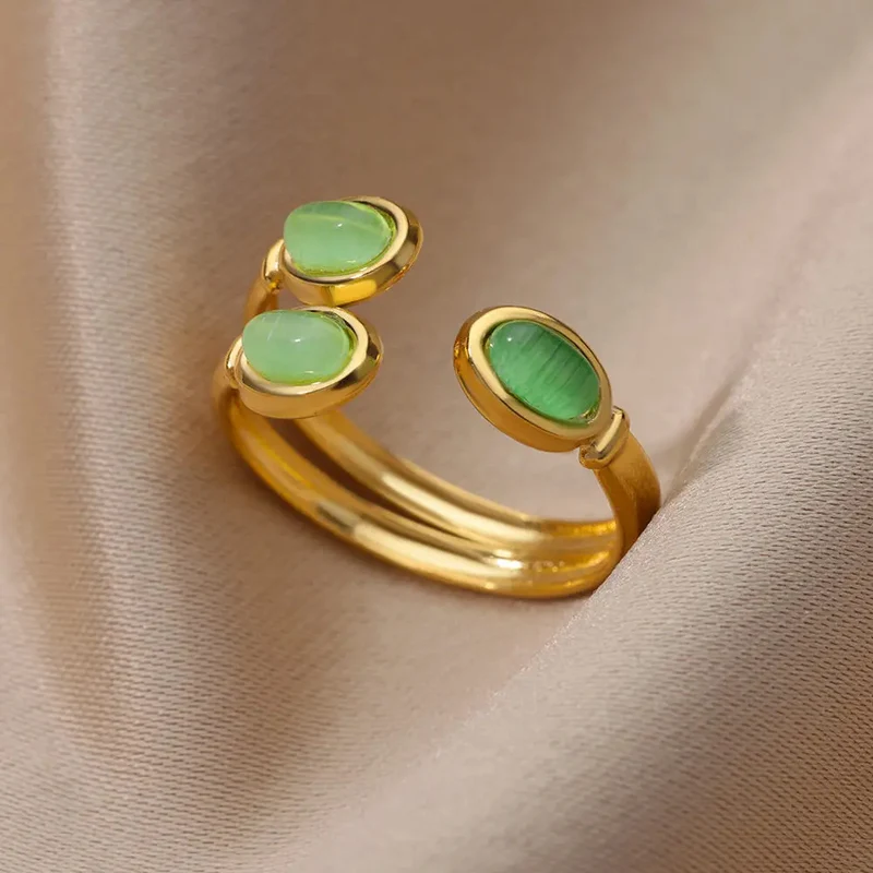 Bague Trois Pierres Vertes