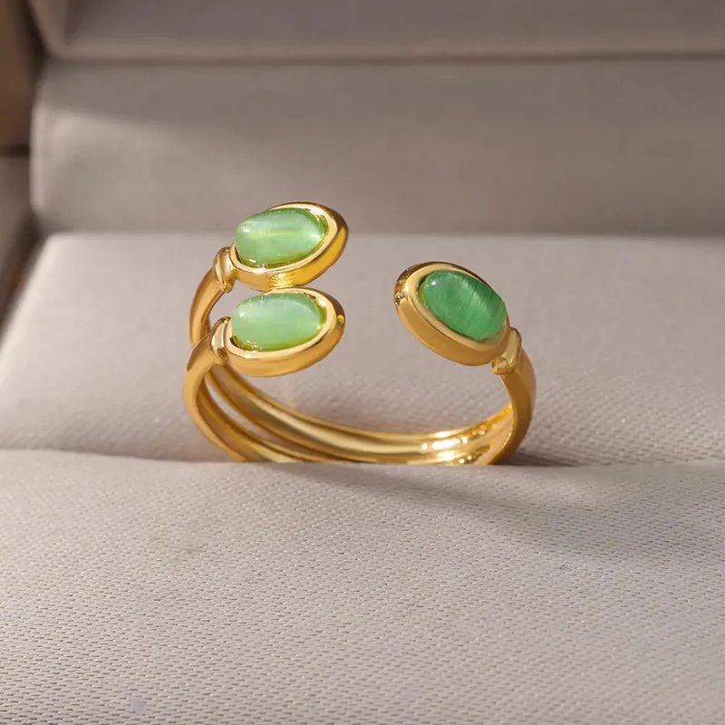 Bague Trois Pierres Vertes