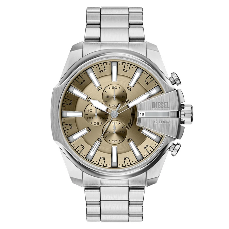 Diesel Mega Chief Slim Round Gold Dial Watch DZ4702