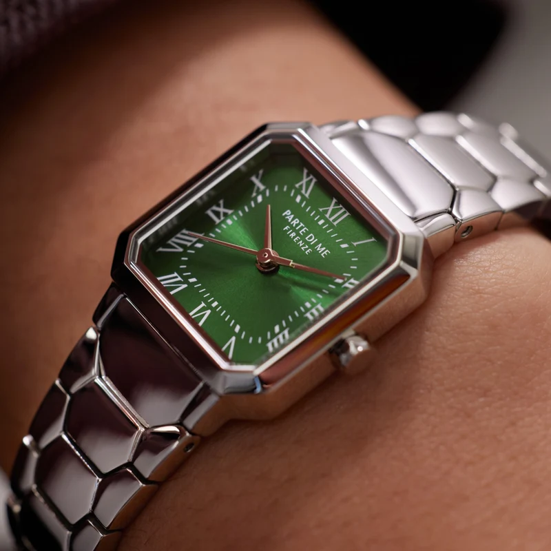 Parte di Me Orologio square ladies watch silver coloured and green PDM09029