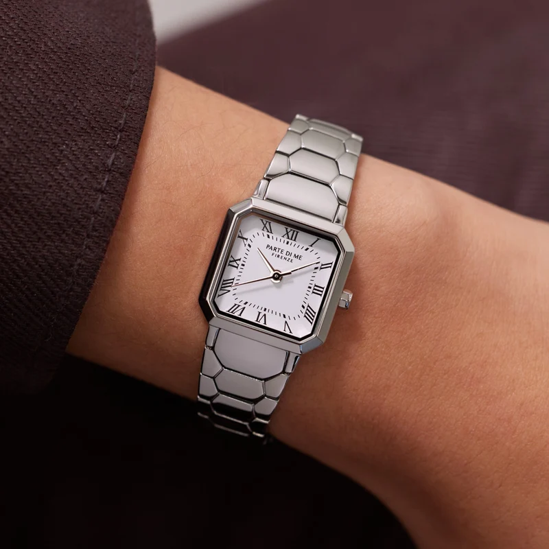 Parte di Me Orologio square ladies watch silver coloured and white PDM09027