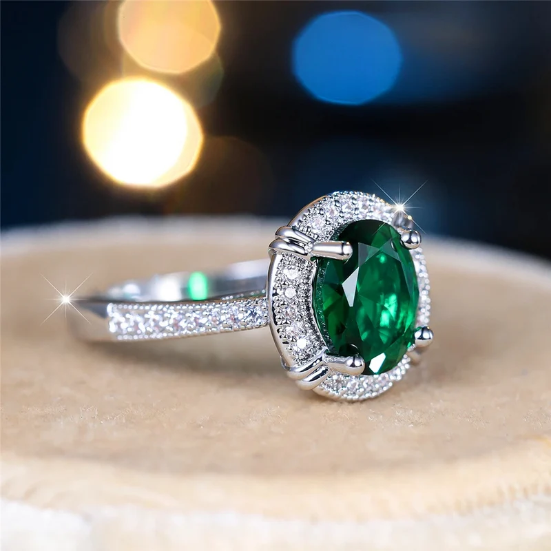 Bague Argent et Pierre Verte