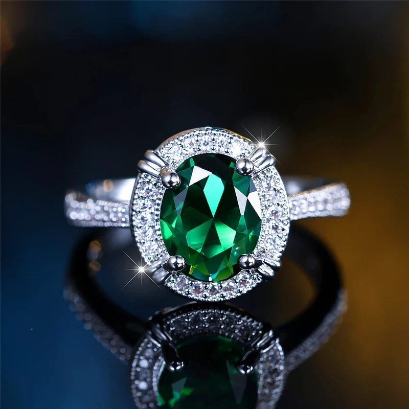 Bague Argent et Pierre Verte