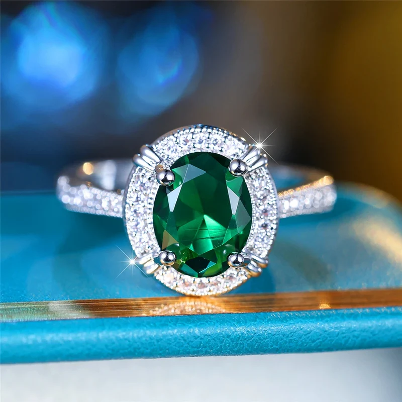 Bague Argent et Pierre Verte