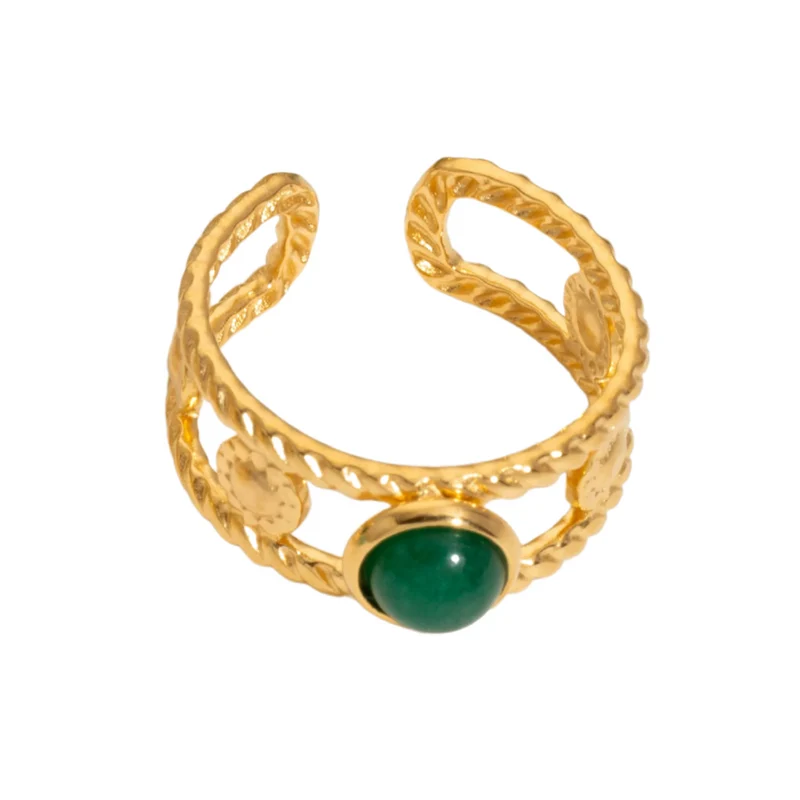 Bague Or Pierre Verte