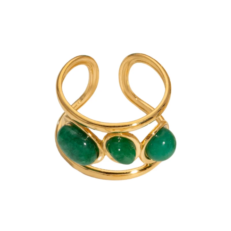 Bague Or Pierre Verte