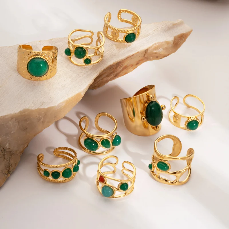 Bague Or Pierre Verte