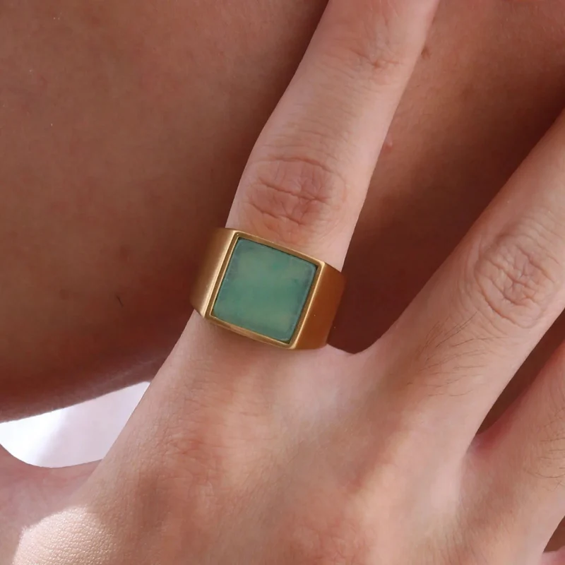 Chevalière Homme Carré Vert
