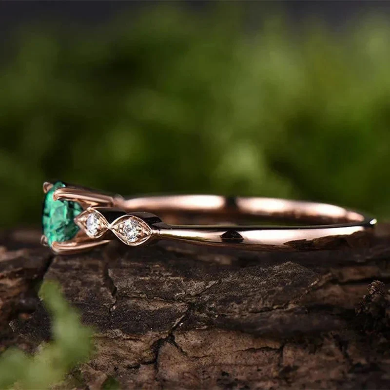 Bague Diamant Vert Or Rose