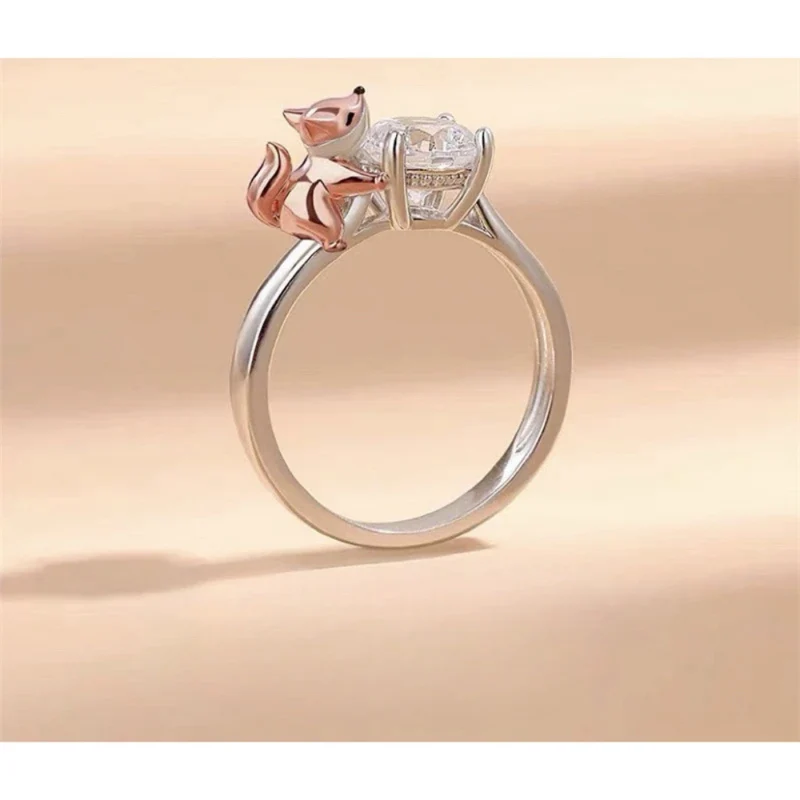 Bague Solitaire et petit Renard
