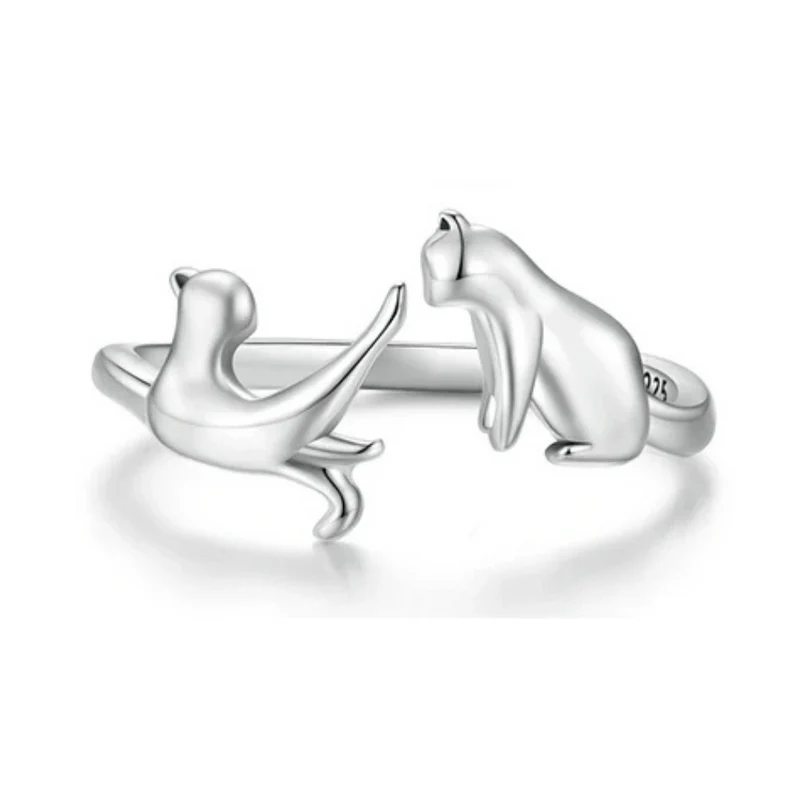 Bague Deux Chats Argent