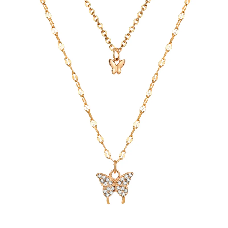 Collier Double Chaîne Papillon