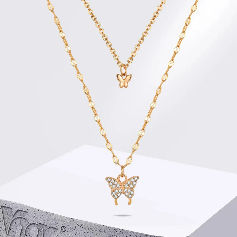 Collier Double Chaîne Papillon
