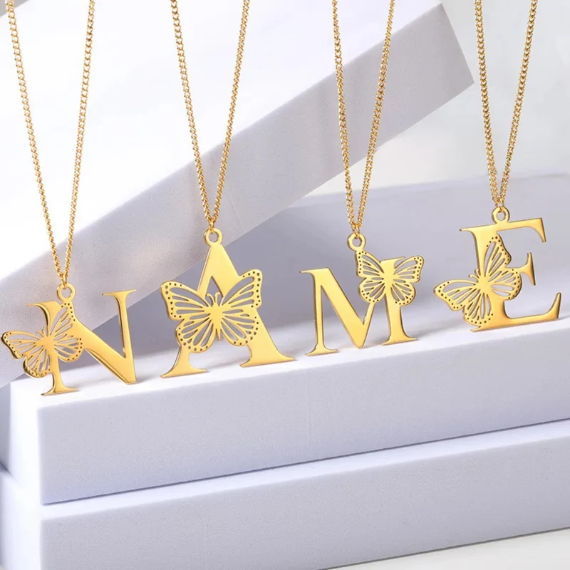 Collier Initiale A Papillon