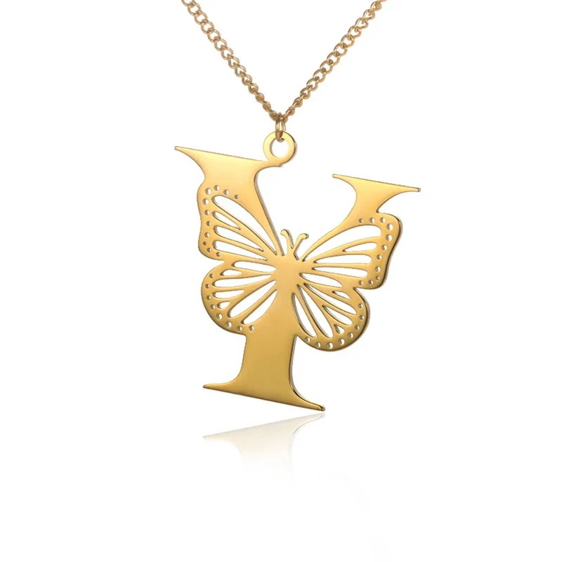 Collier Initiale Y Papillon