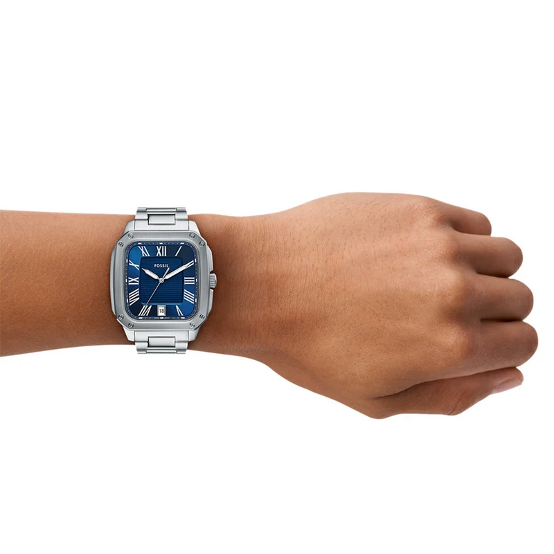 Fossil Crosby Montre Pour Homme Argentée et Bleue FS6121