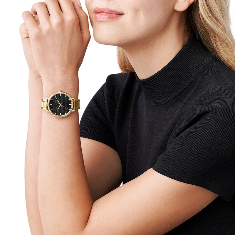 Michael Kors Pyper Montre Femme Dorée Et Noire MK4593