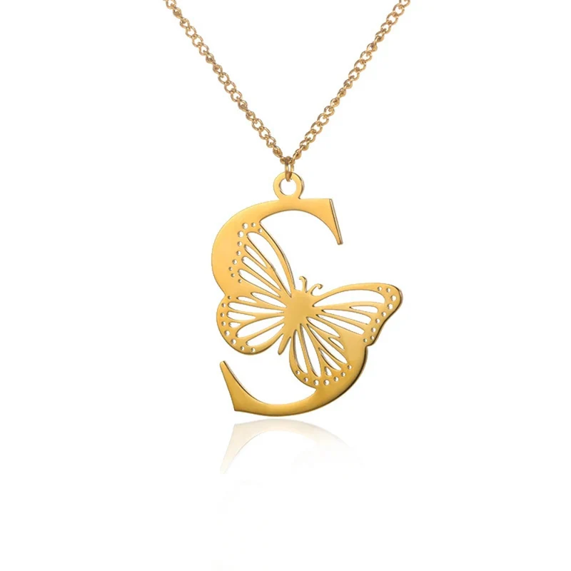 Collier Initiale S Papillon