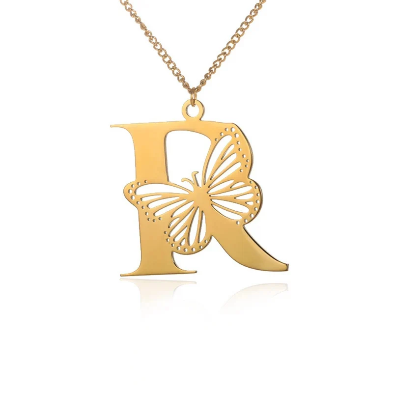 Collier Initiale R Papillon
