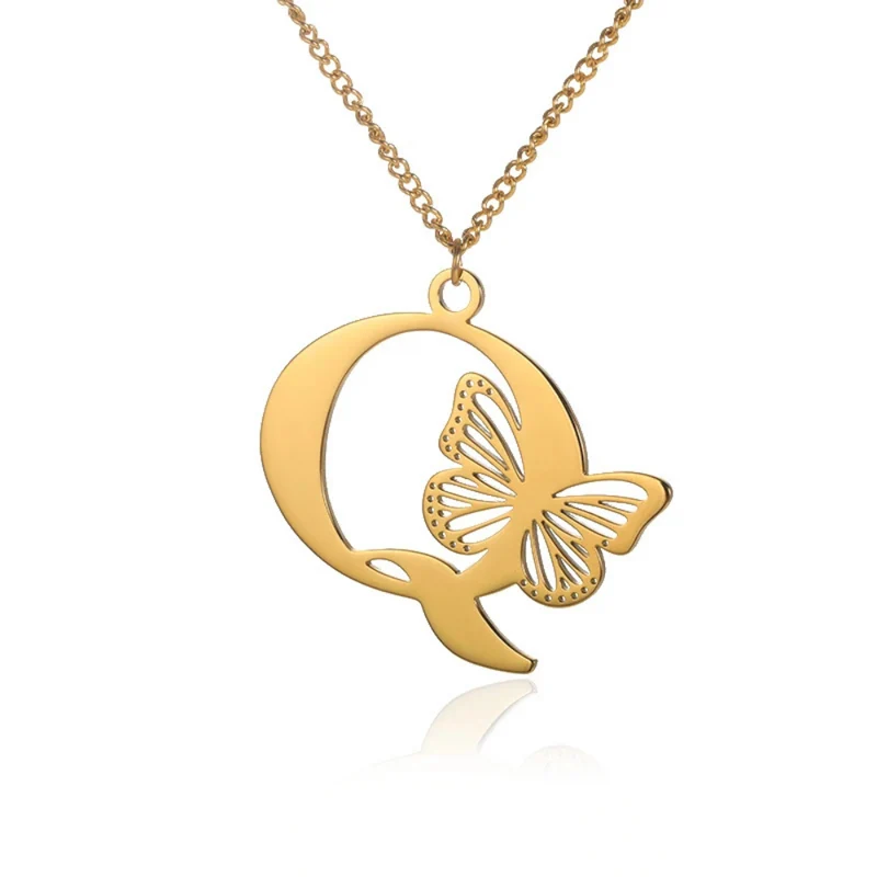 Collier Initiale Q Papillon