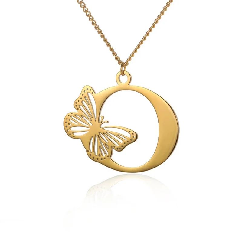 Collier Initiale O Papillon