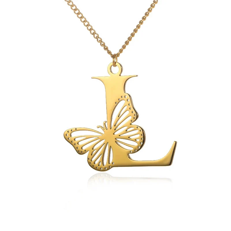 Collier Initiale L Papillon