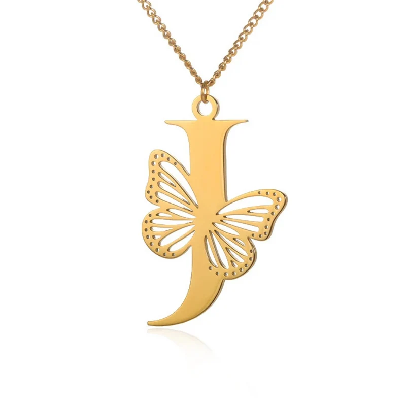 Collier Initiale J Papillon